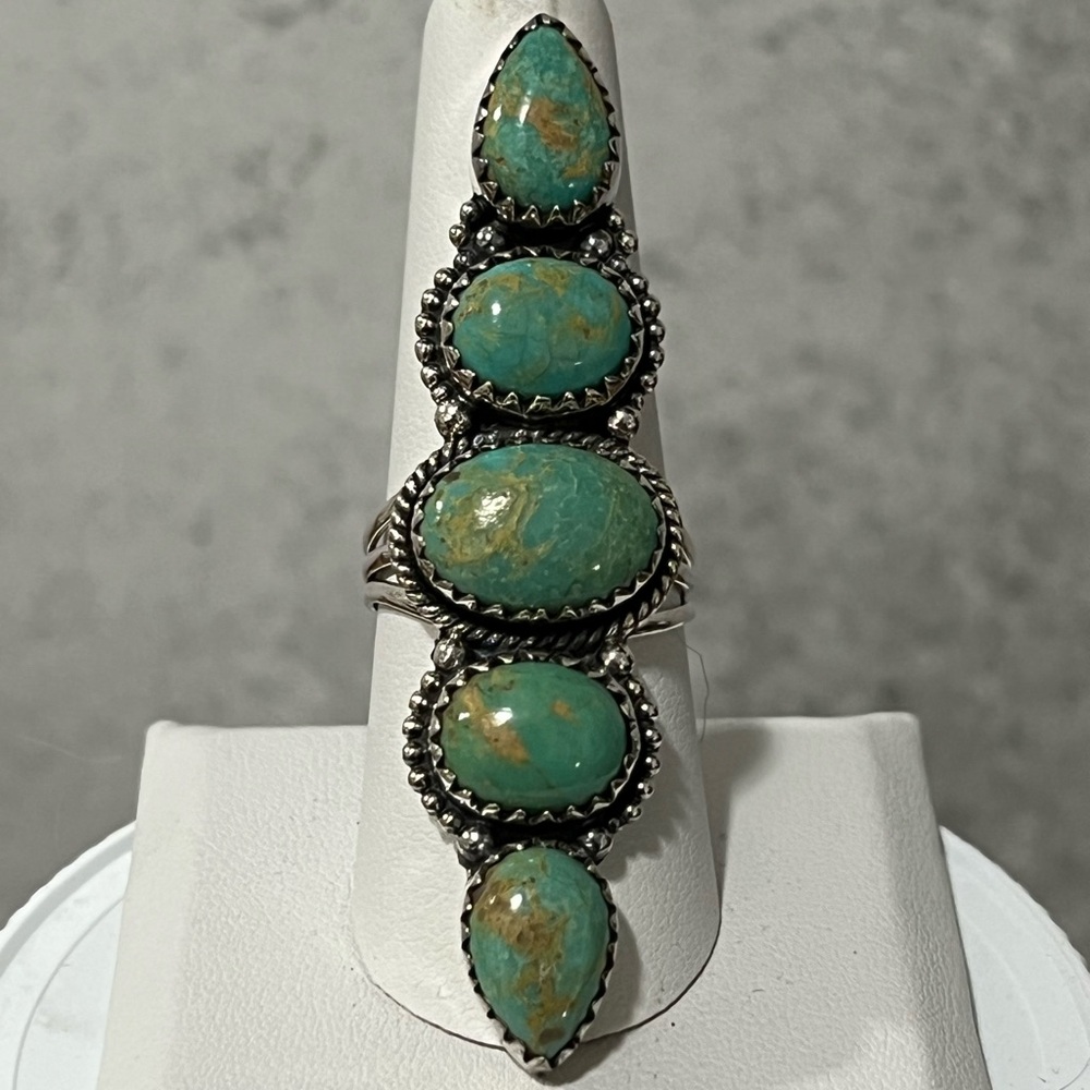 Turquoise Silver 925 Statement Ring Size 9 - image 1
